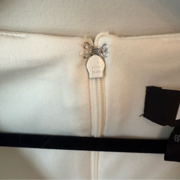 DKNY V-Neck Flutter Sleeve Solid Tie Waist Dress Wedding Summer Ivory Sz 10 - Picture 6 of 13